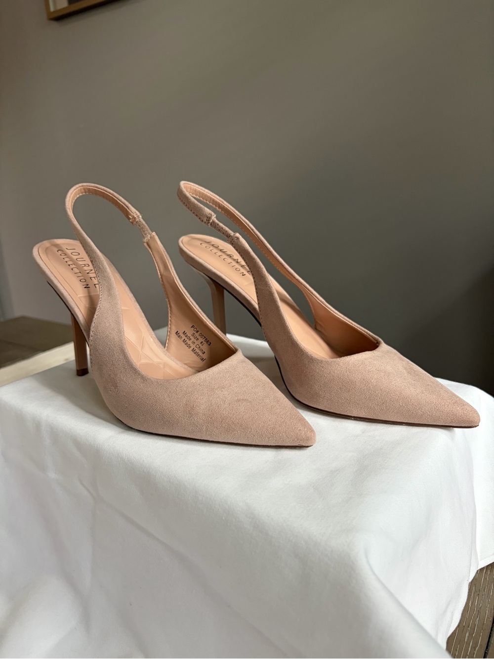 Journee Collection Blush Pointed-Toe Slingback Heels